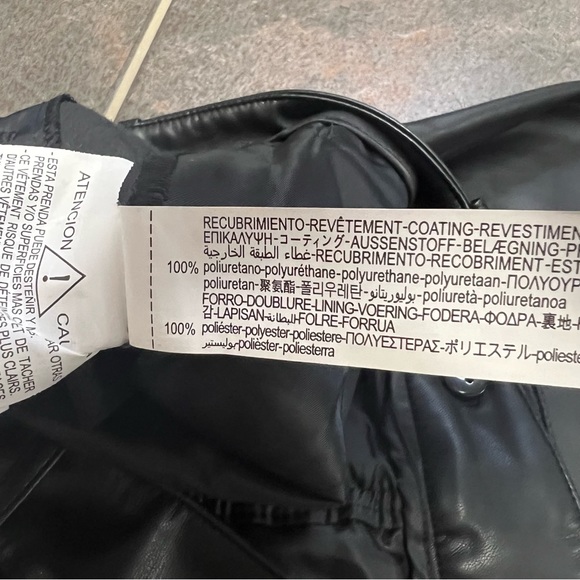 Zara Faux Vegan Leather Straight Leg Pants Black 10 - Picture 7 of 12
